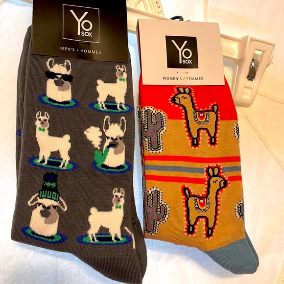 NWT Llama Bundle! Yo Sox -His & Hers Llama crew socks with ornament(from Pier 1) - Picture 5 of 11